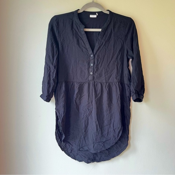 Jacqueline de Yong Black Long Popover Tunic Shirt 3/4 Sleeve EU 34 (XS-S) - Picture 1 of 12